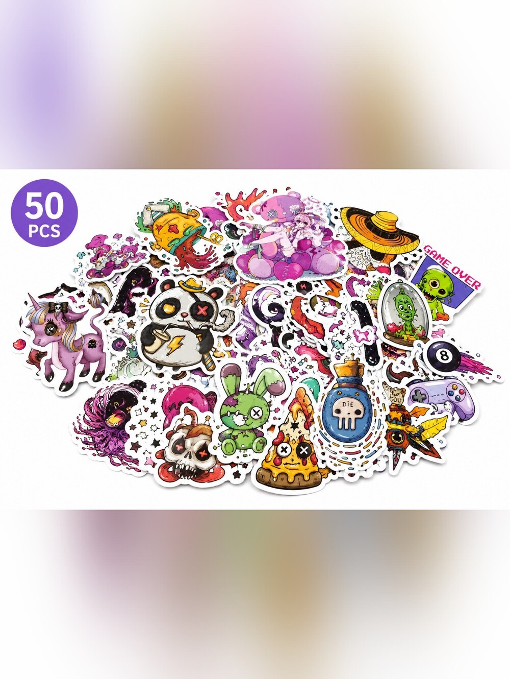 50 Piece Cute Kawaii Anime Sticker Pack Waterproof Vinyl Decals Laptop Water Bot